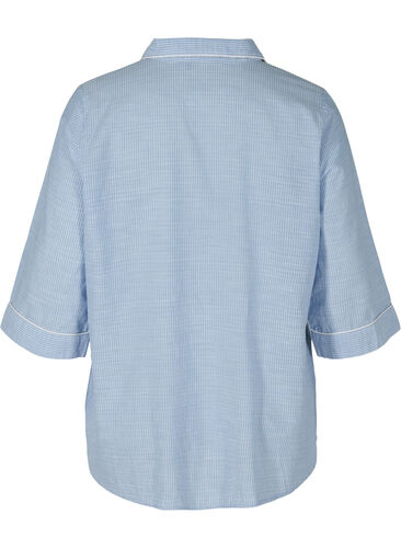 Gestreepte nachthemd in katoen, White/Blue Stripe, Packshot image number 1