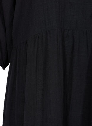 Katoenen jurk met 3/4 mouwen en strikje, Black, Packshot image number 3