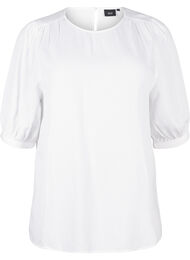 Blouse van viscose met halflange mouwen, Bright White
