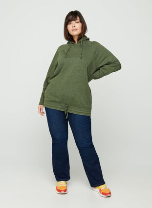 Sweatshirt met verstelbare onderkant, Rifle Green Mel., Model image number 2