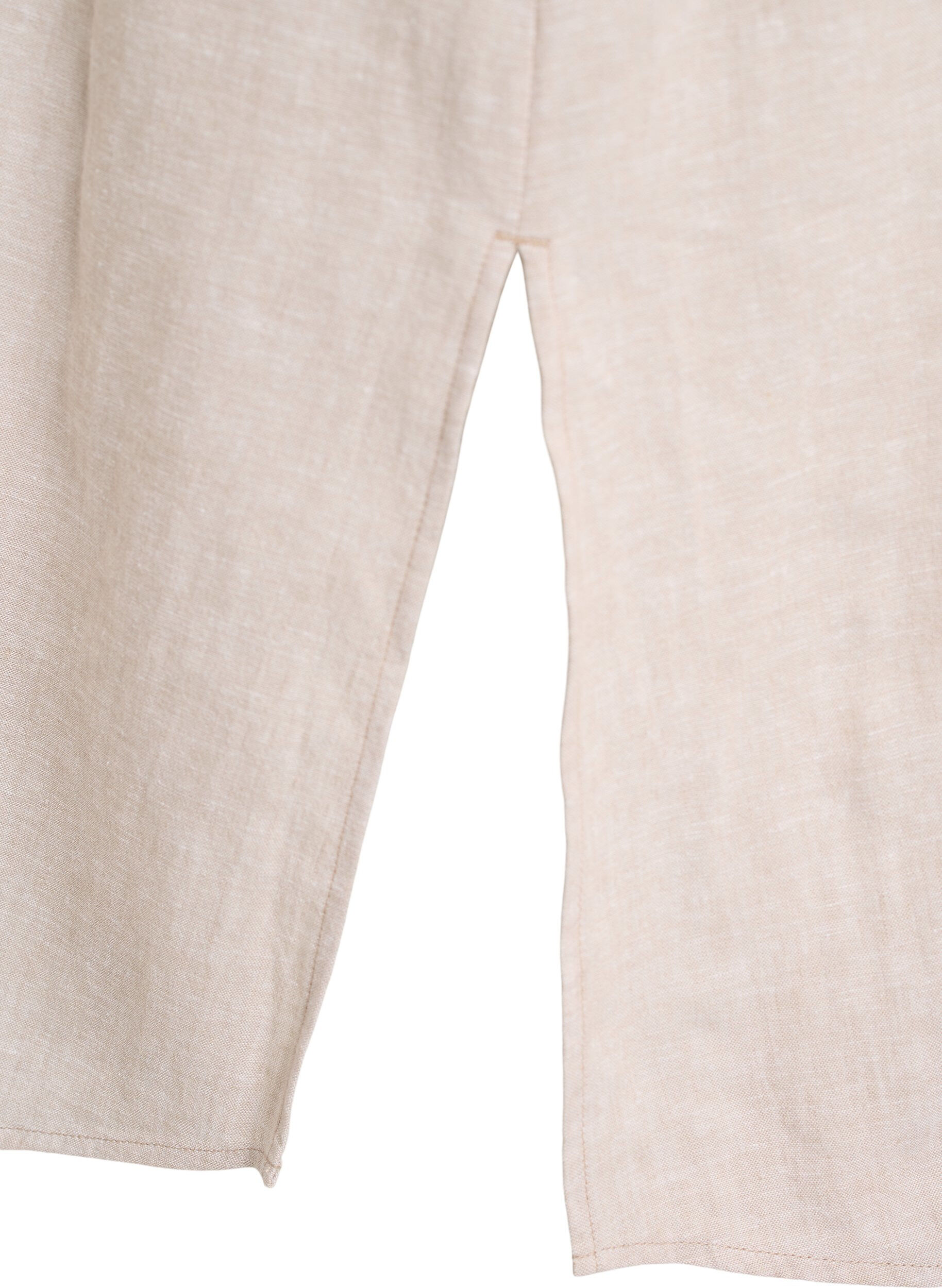 Zizzi Shirtjurk in linnen en viscose met korte mouwen, Beige, Packshot image number 3