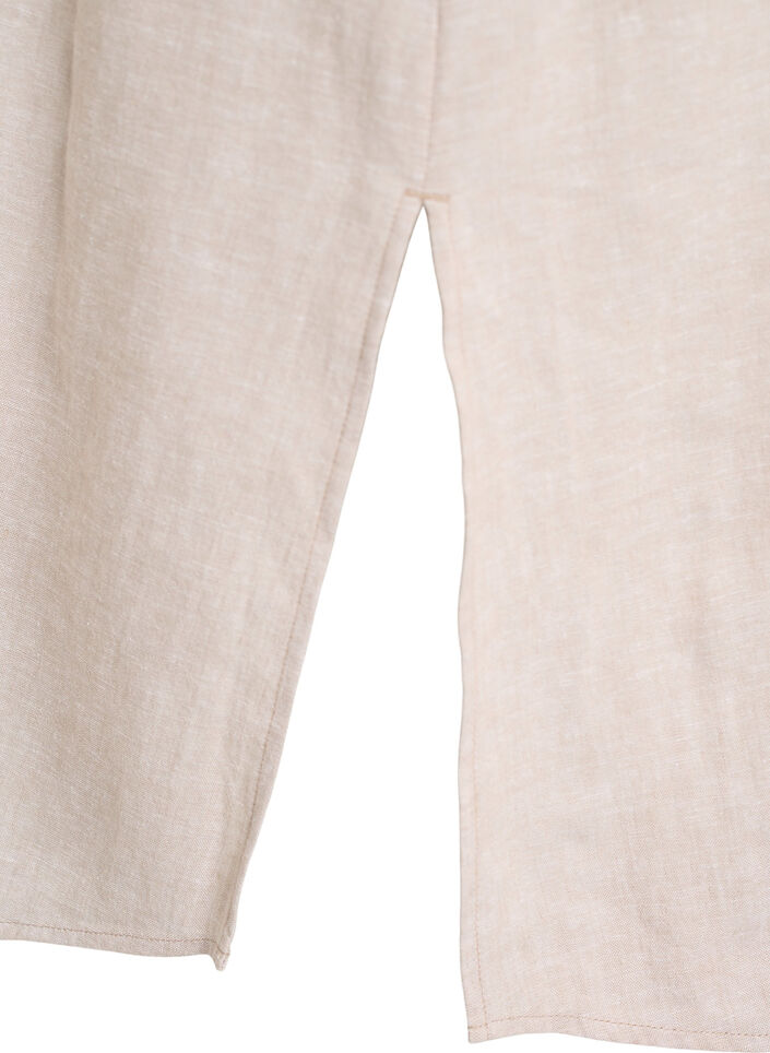 Shirtjurk in linnen en viscose met korte mouwen, Beige, Packshot image number 3