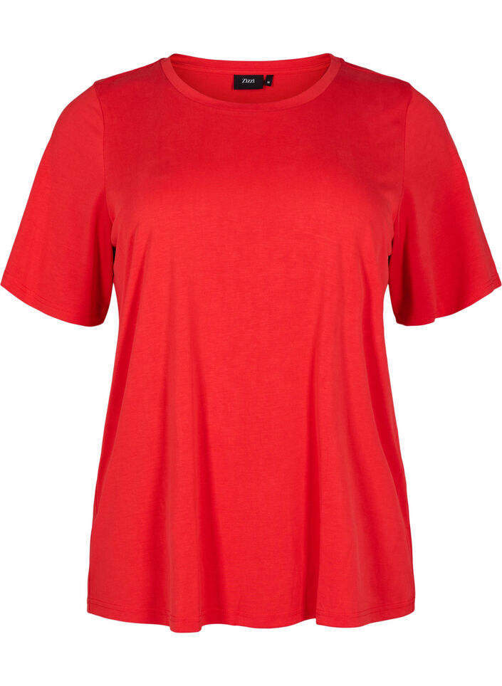 T-shirt van Tencel ™ Modal met ronde hals, Rood, Packshot image number 0
