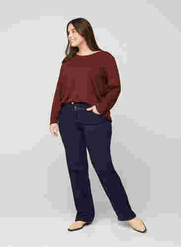Regular fit Gemma jeans met hoge taille, Blue denim, Model image number 5