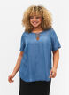 Blouse met korte mouwen van lyocell (TENCEL™), Blue denim, Model image number 0