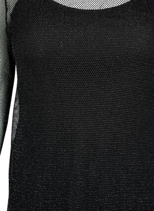 Net-jurk met lange mouwen, Black w. Silver, Packshot image number 2