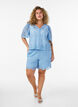 Kanten shorts met hoge taille en zakken, Blauw, Model image number 1