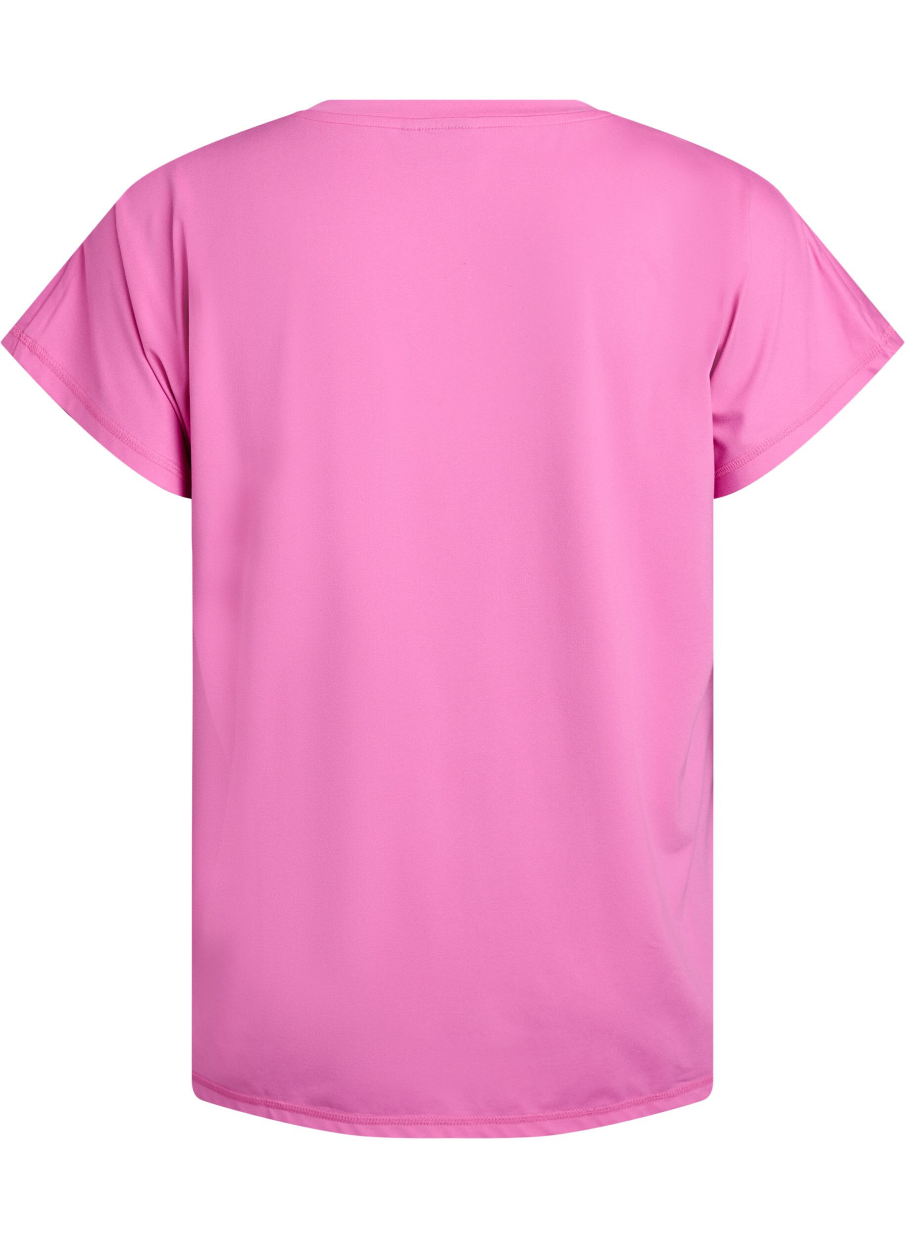 Zizzi Losvallend sport T-shirt met V-hals, Roze, Packshot image number 1