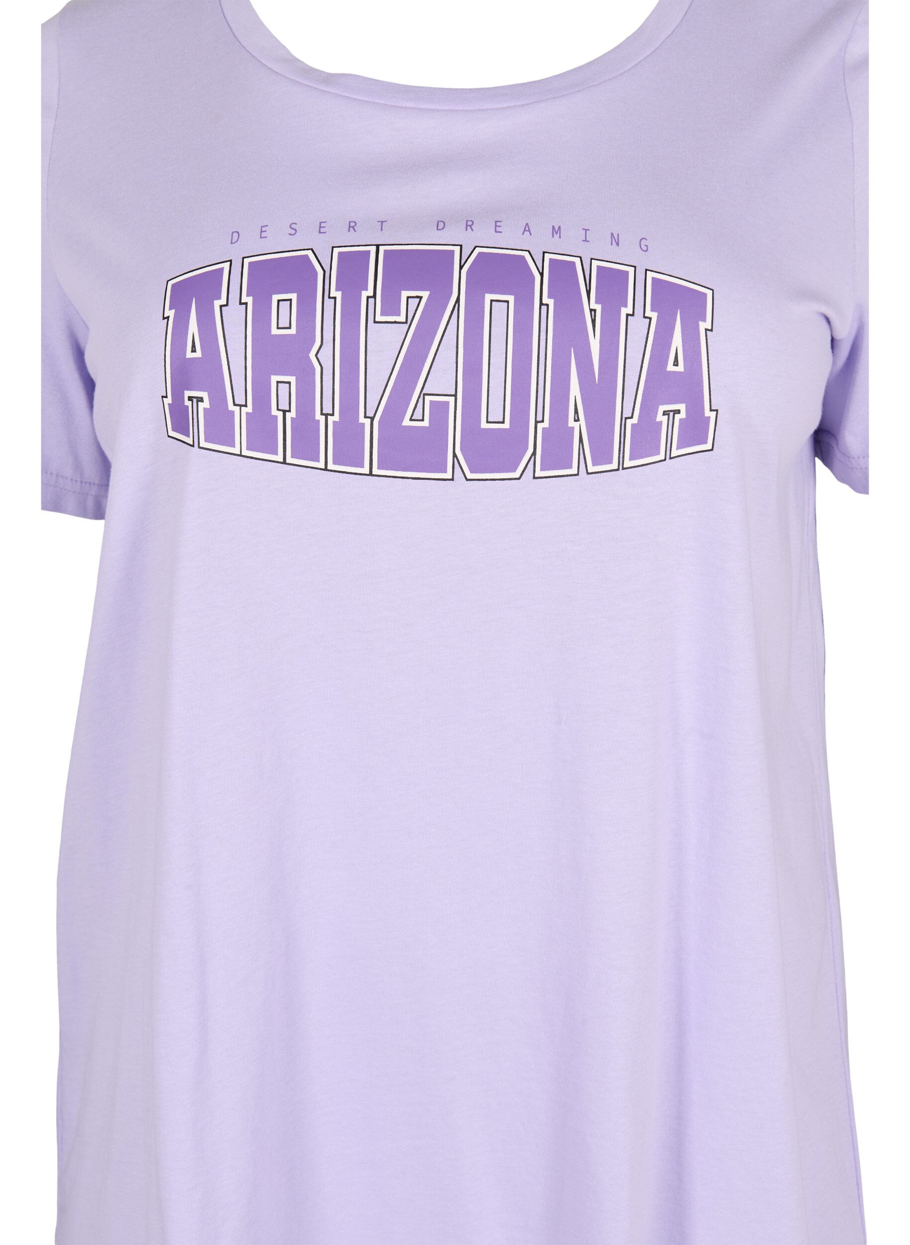 Zizzi Katoenen t-shirt met printdetail, Lavender ARIZONA, Packshot image number 2