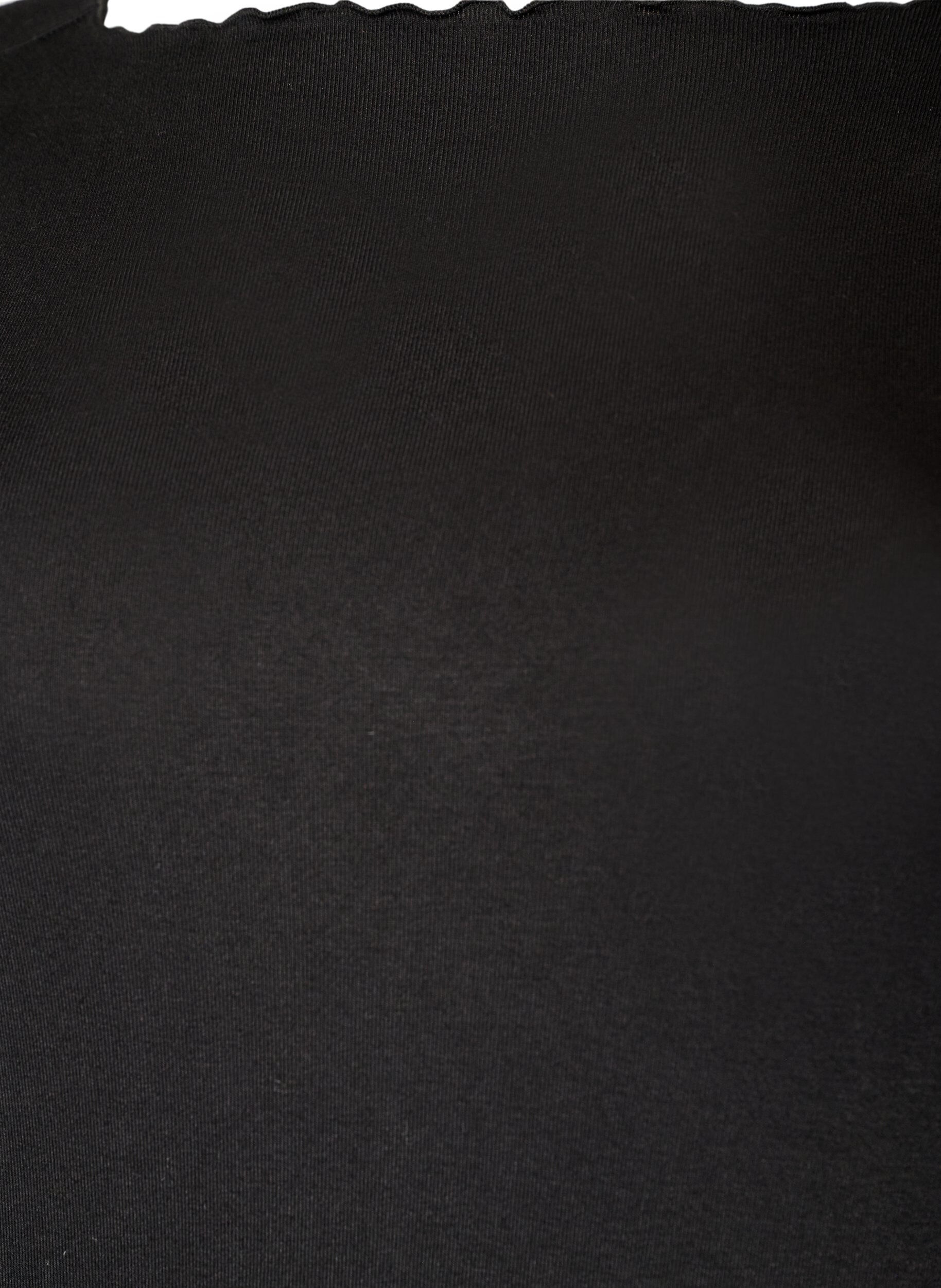 ZizziViscose nachttop met lange mouwen, Zwart, Packshot image number 2
