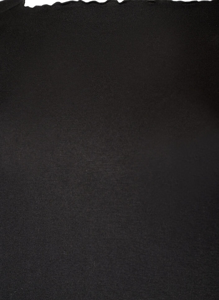 Viscose nachttop met lange mouwen, Zwart, Packshot image number 2