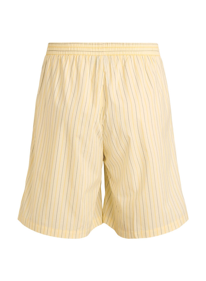 Gestreepte shorts met een hoge taille en los pasvorm, Geel, Packshot