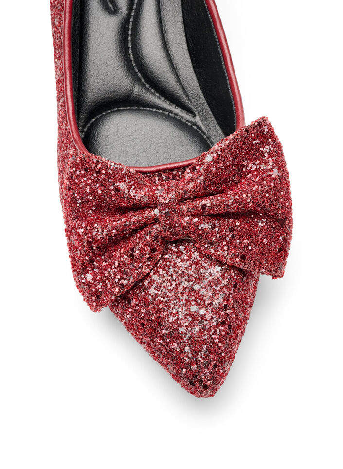 Glitter pump met strikje, Rood, Packshot image number 3