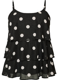 Gelaagde top met ruches en spaghettibandjes, Zwart