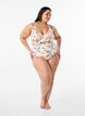 Bikinibroekje met extra hoge taille en bloemenprint, Beige, Model image number 1