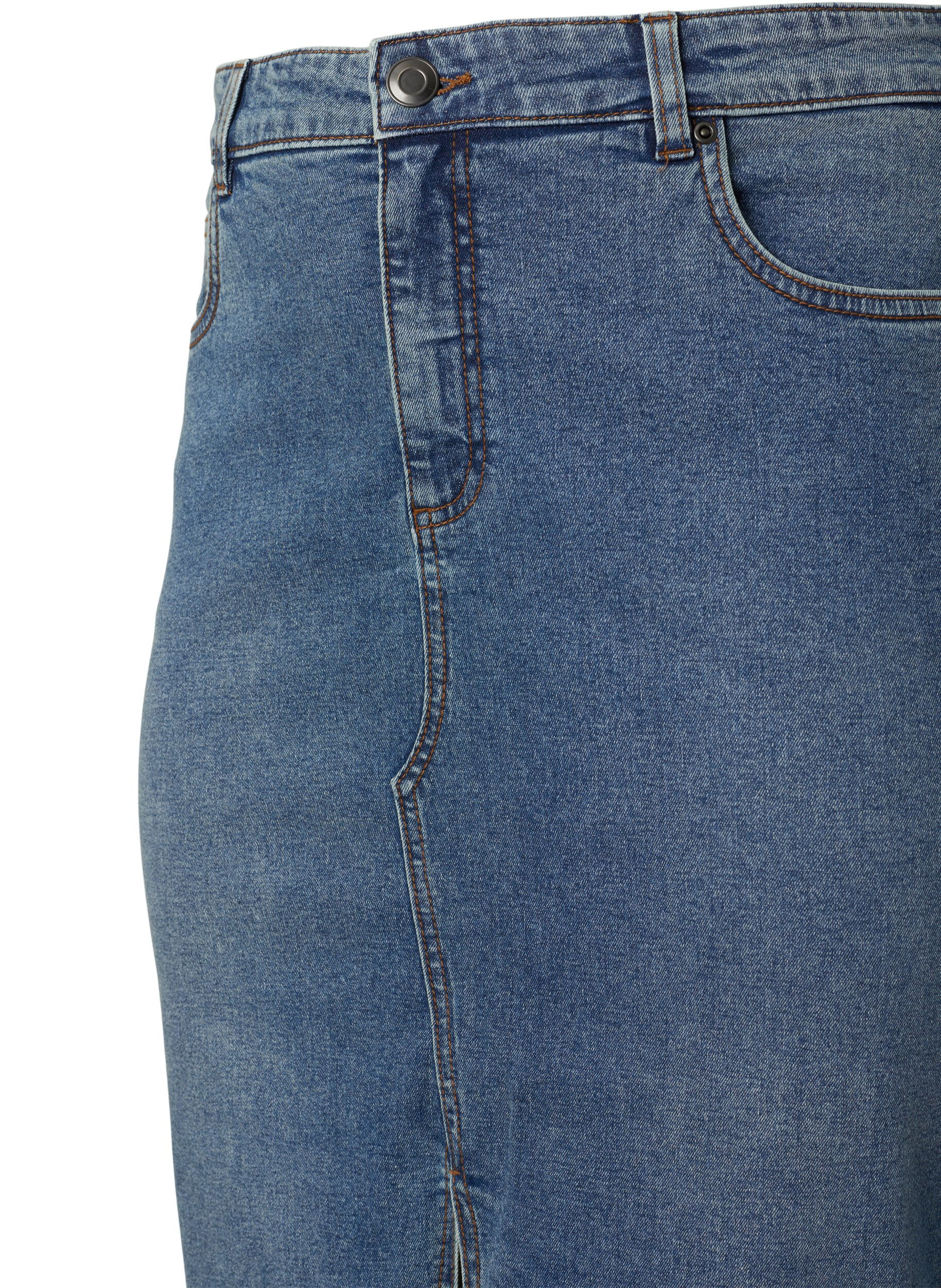 Zizzi Denim rok met split aan de voorkant, Blue denim, Packshot image number 2