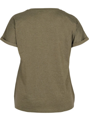T-shirt met korte mouwen en borduursel anglaise, Ivy Green Mel., Packshot image number 1