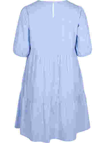 Gestreepte jurk met korte pofmouwen, Blue As Sample, Packshot image number 1