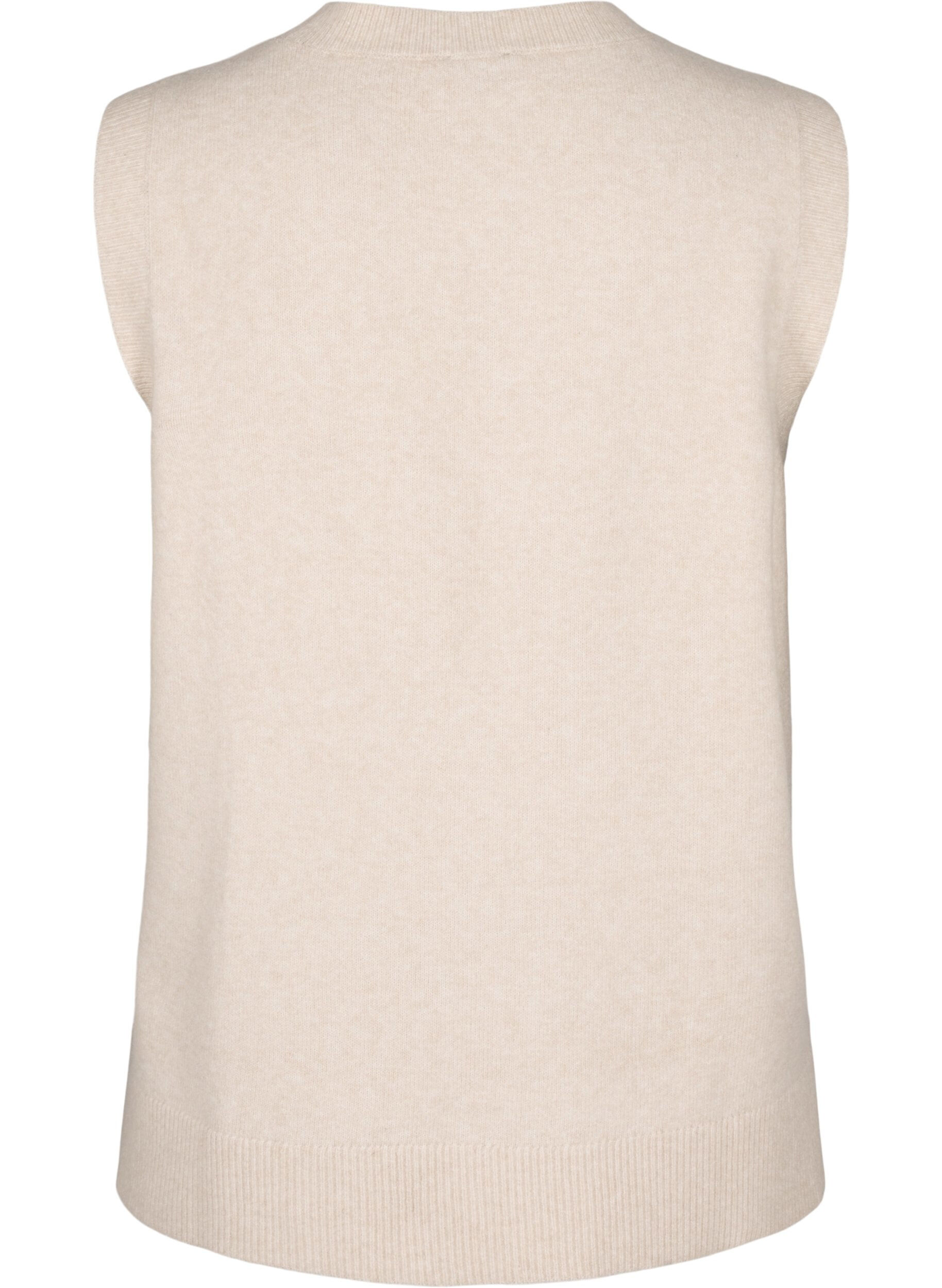 Zizzi Gebreid vest met geribde rand, Pumice Stone Mel., Packshot image number 1