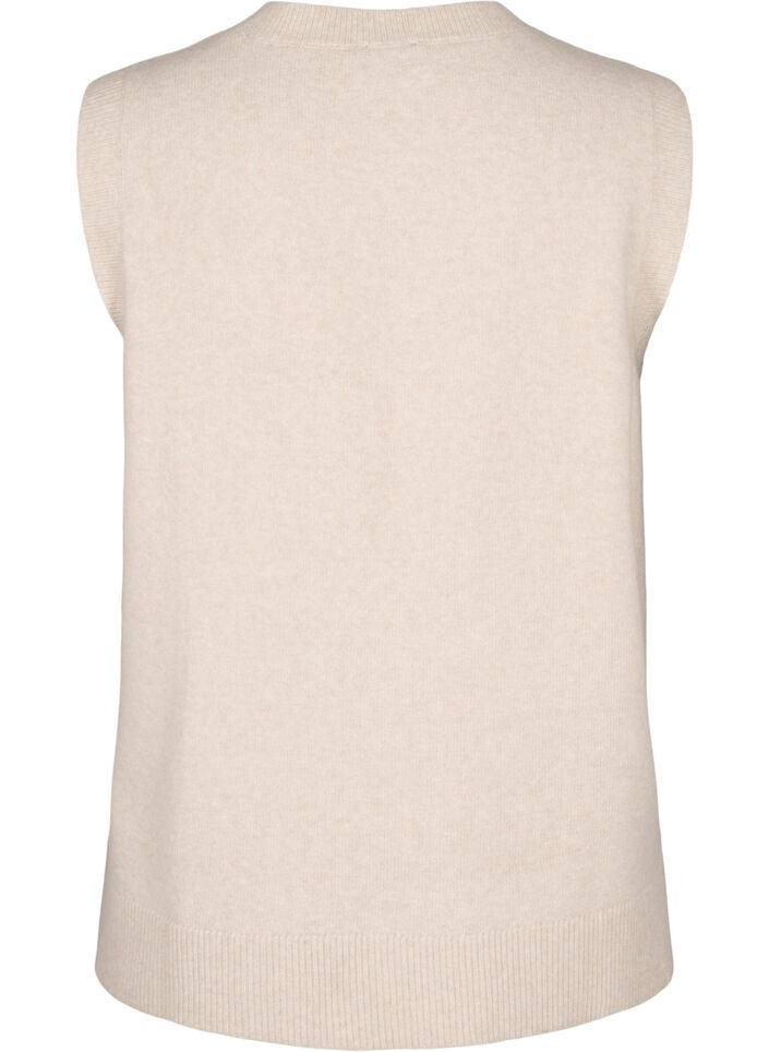 Gebreid vest met geribde rand, Pumice Stone Mel., Packshot image number 1