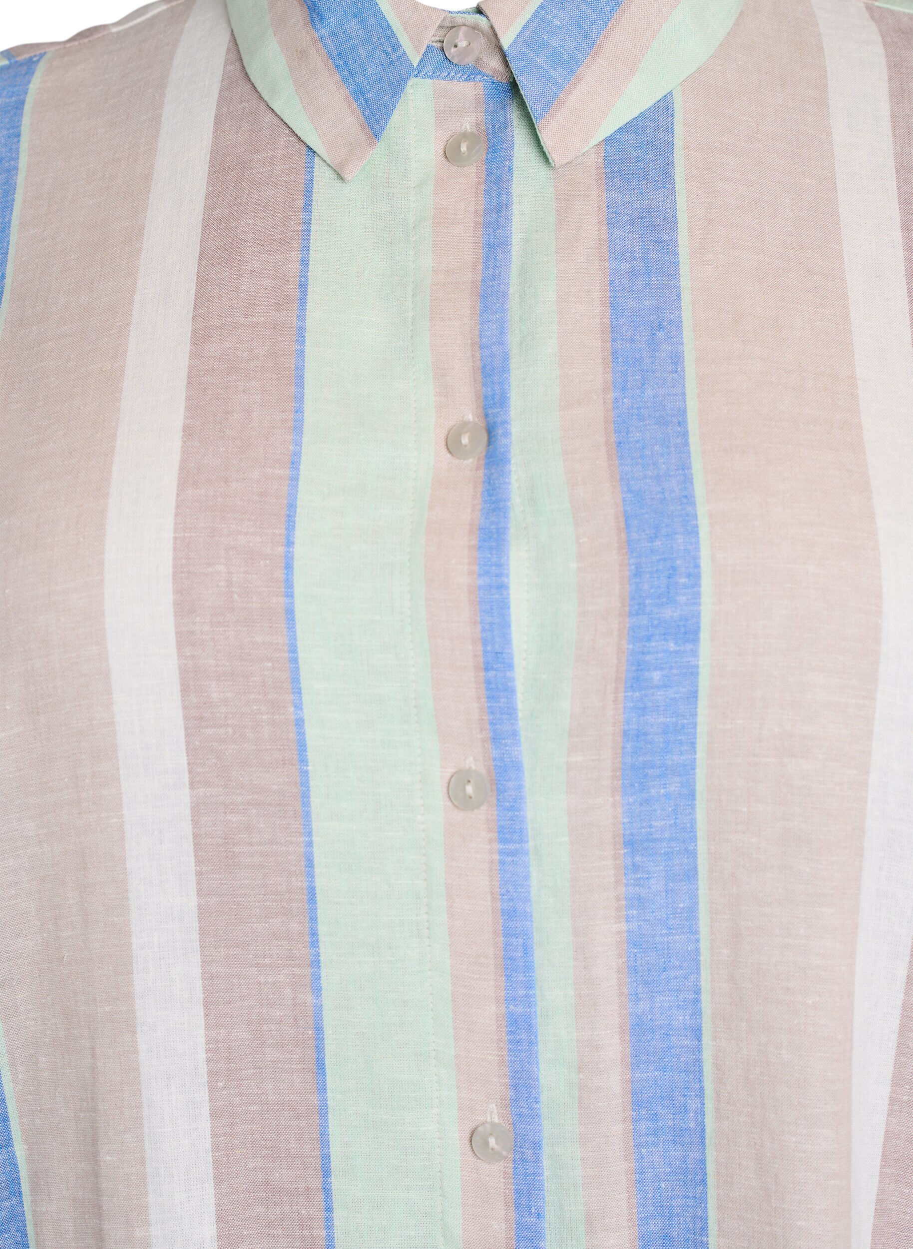 Zizzi Lange shirt in viscose en linnen, Blauw, Packshot image number 2