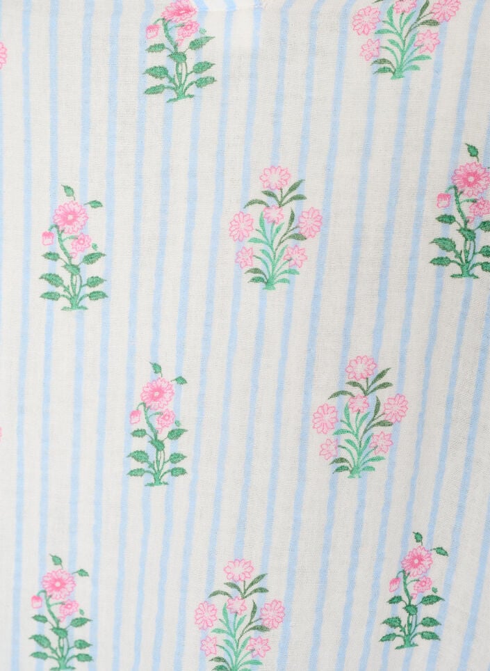 Korte A-lijn jurk in katoenen mousseline, Vanille, Packshot image number 2