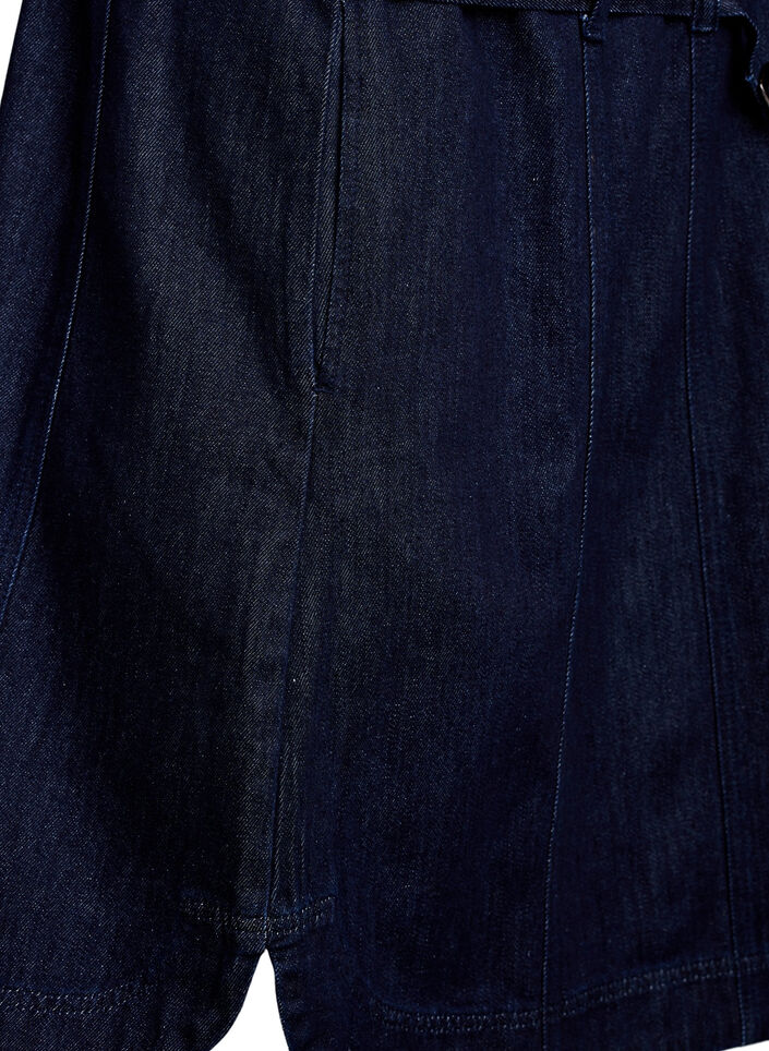 Denimjurk met riem en 3/4-mouwen, Blauw, Packshot image number 4