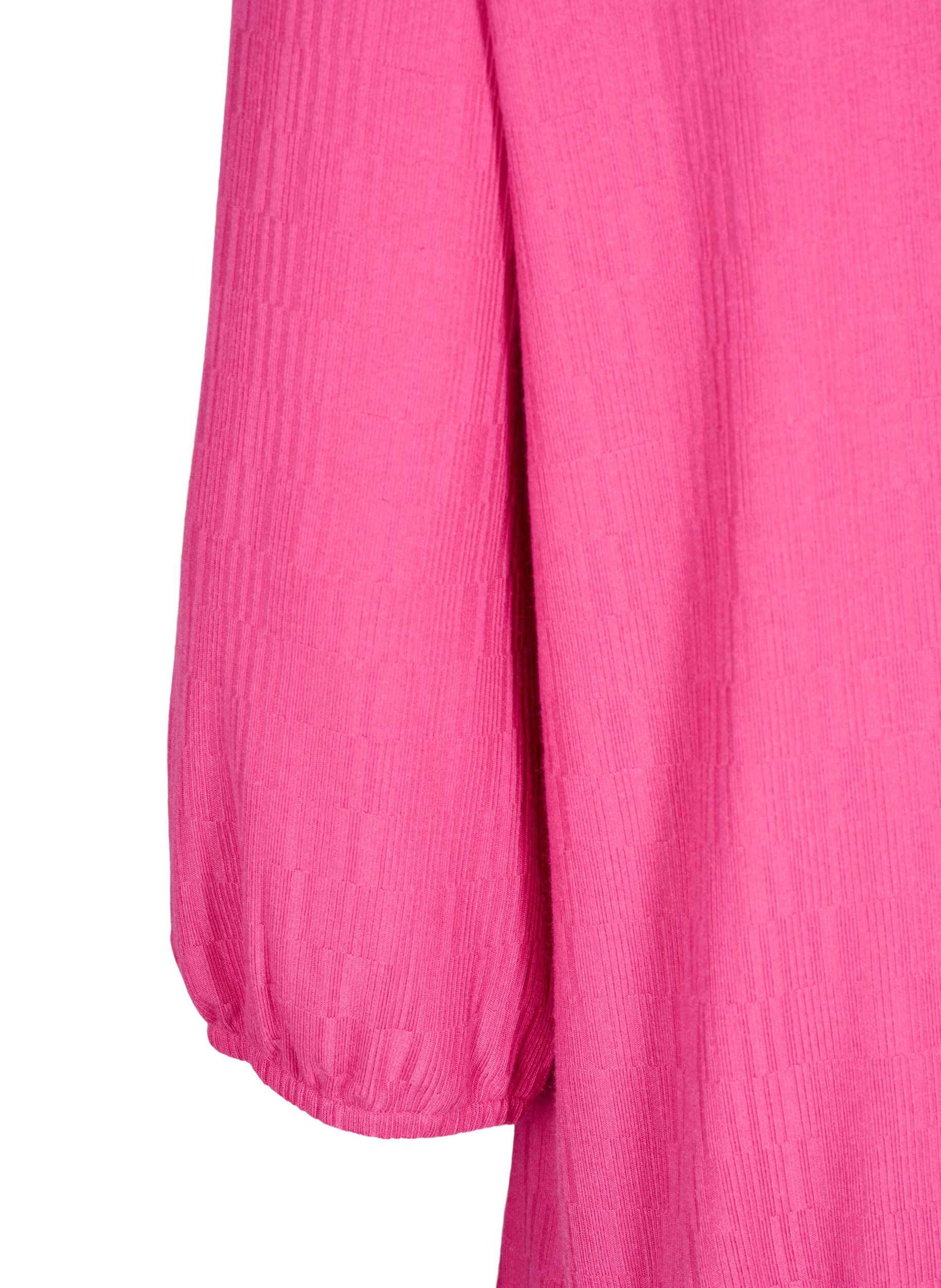 ZizziBlouse met textuur en 3/4 mouwen, Roze, Packshot image number 3
