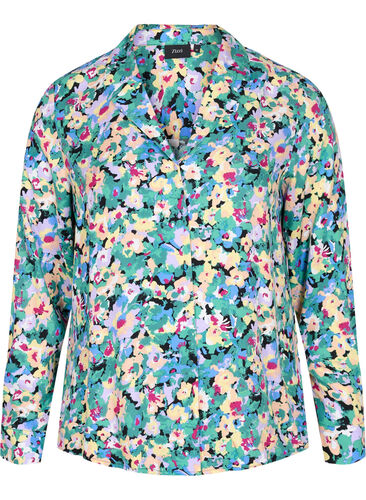 Viscose blouse met print en v-hals, Multi AOP, Packshot image number 0