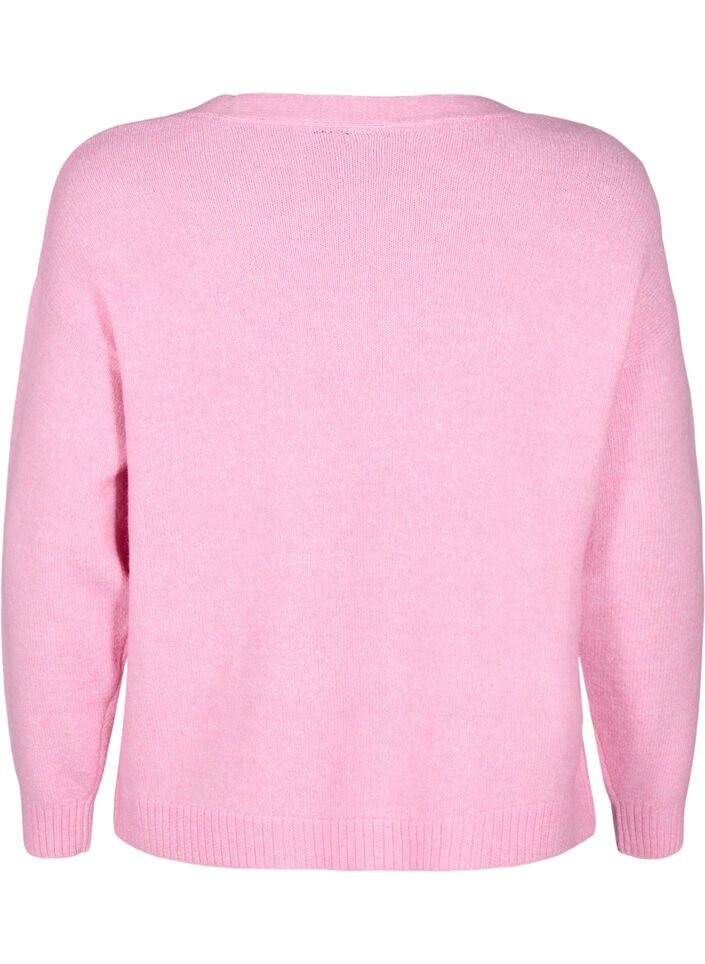 Korte gebreide cardigan met strikken, Begonia Pink Comb, Packshot image number 1