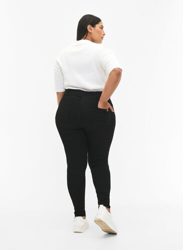 Amy jeans met hoge taille en knopen, Black, Model image number 1