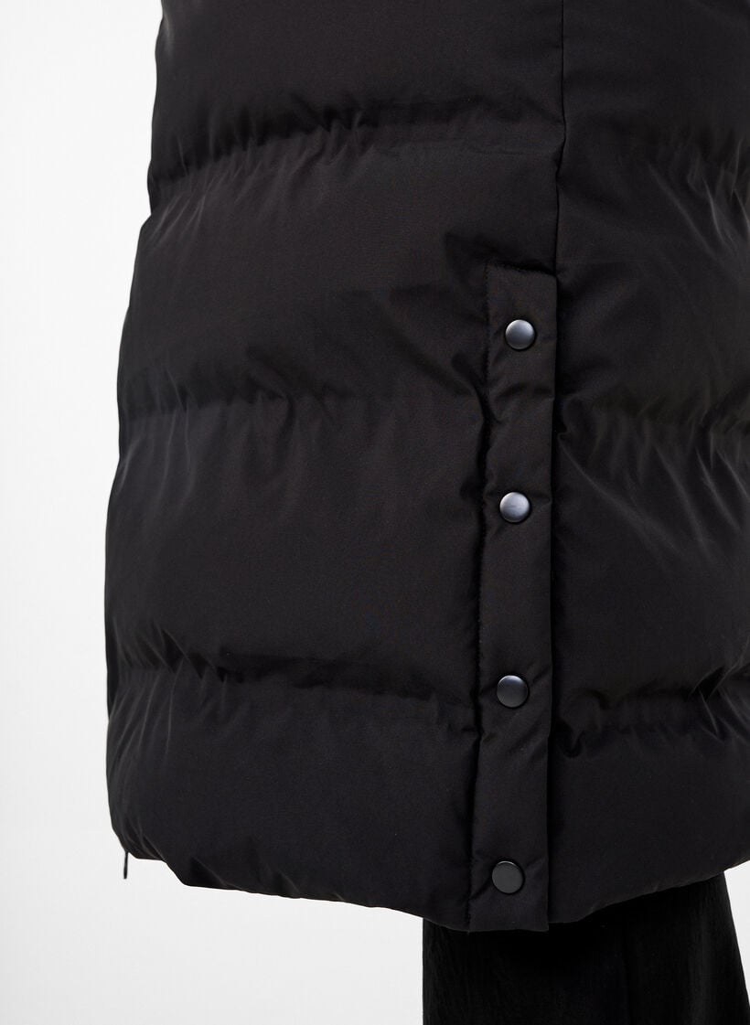 Lange puffer winterjas met capuchon, Zwart, Model image number 3
