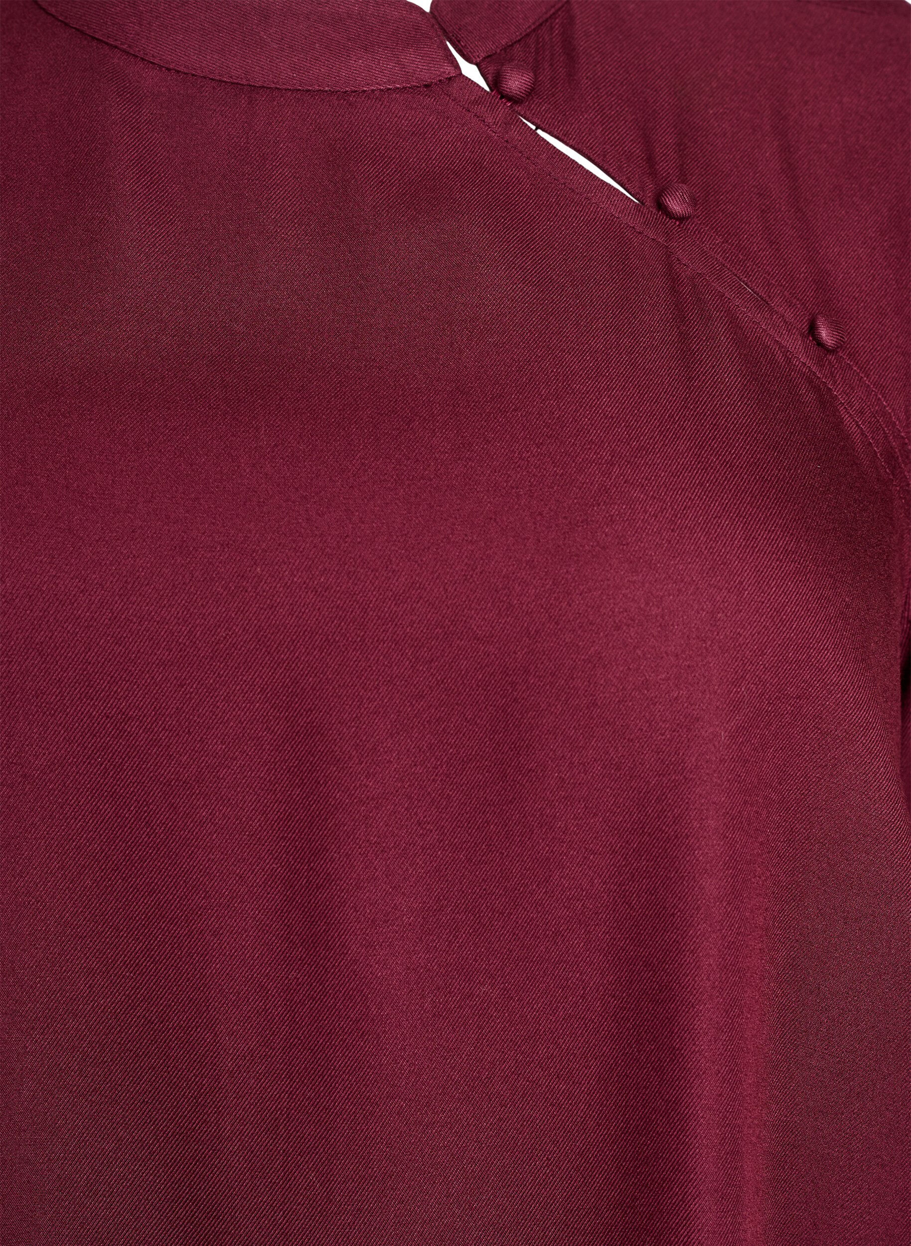 Zizzi Blouse met korte mouwen en diagonale knoopsluiting, Rood, Packshot image number 2