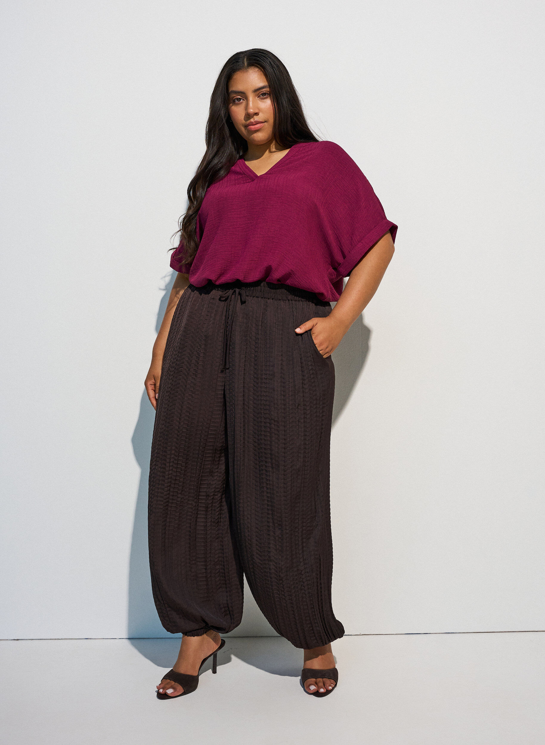ZizziLuchtige blouse met korte mouwen, Rood, Model image number 1