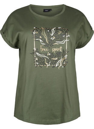 T-shirt van biologisch katoen met gouden opdruk, Thyme W. Free, Packshot image number 0