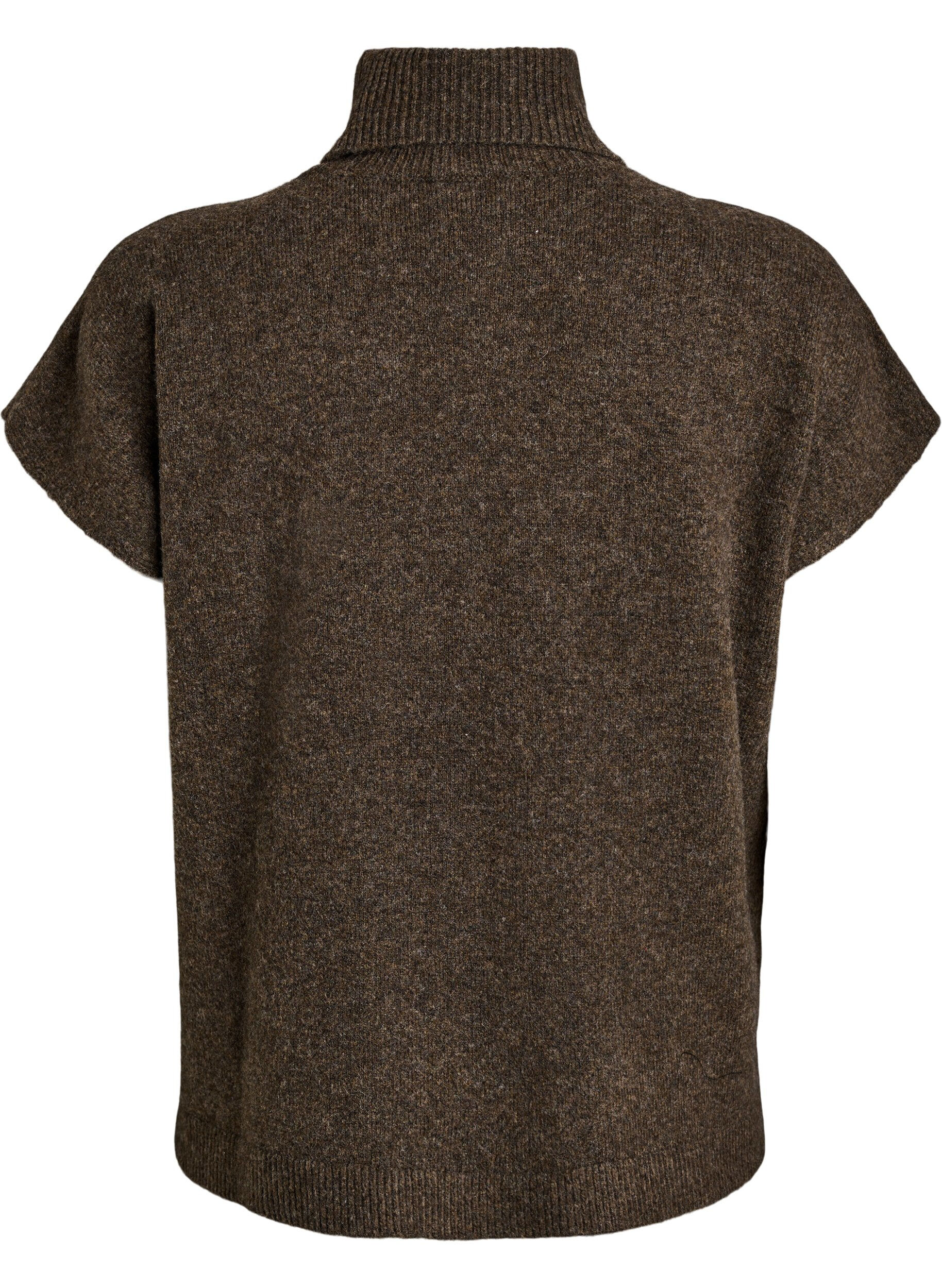 ZizziGebreide vest met col, Bruin, Packshot image number 1