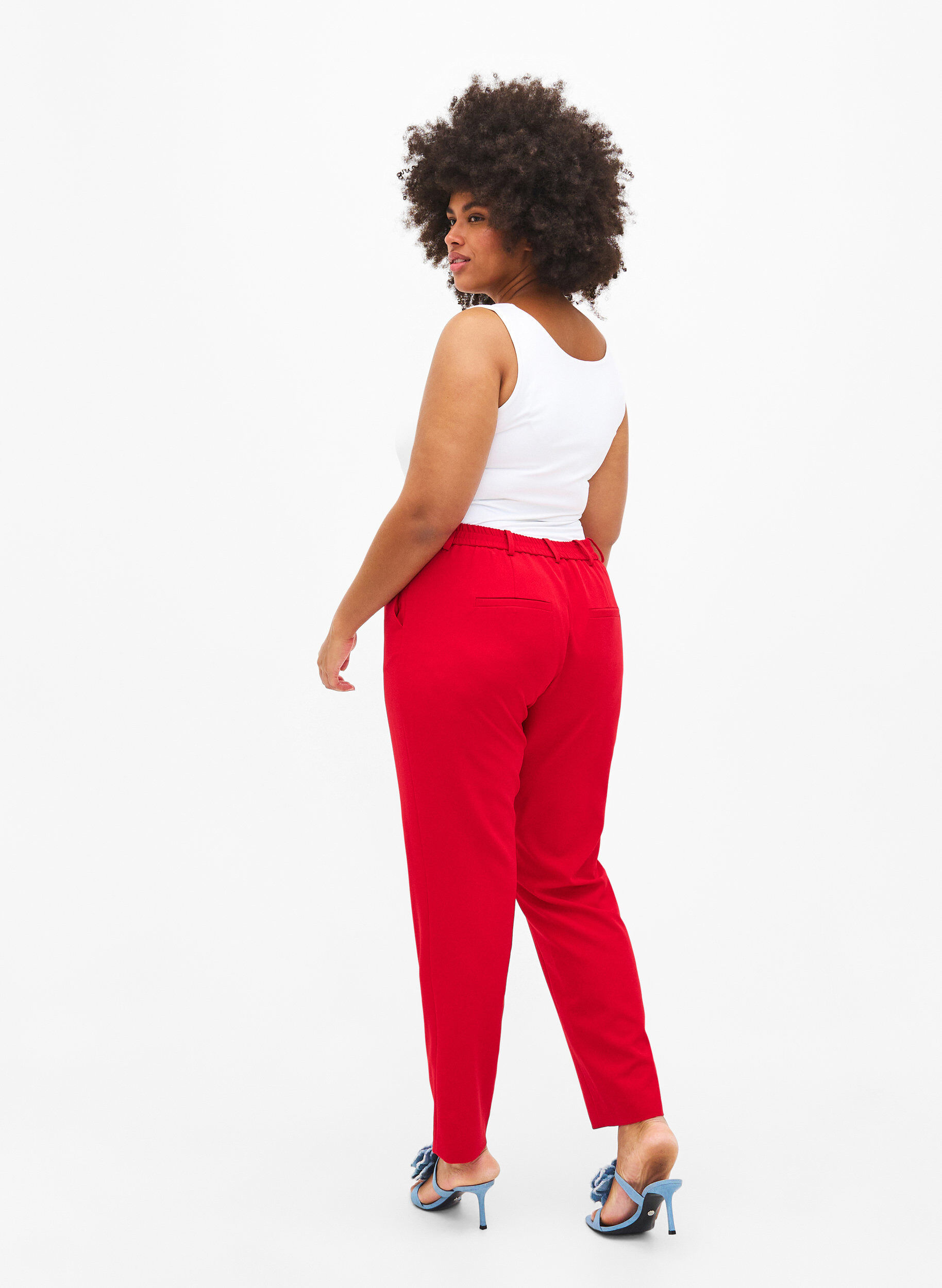 Zizzi Pantalon met zakken, Tango Red, Model image number 1