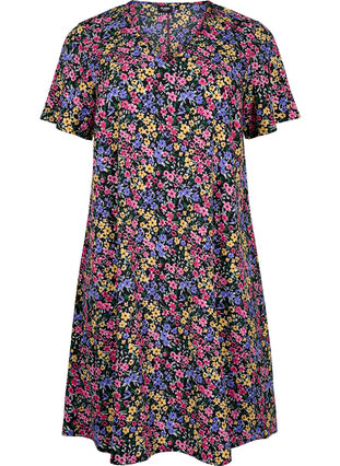 FLASH - V-hals jurk met bloemenprint, Multi Flower, Packshot image number 0
