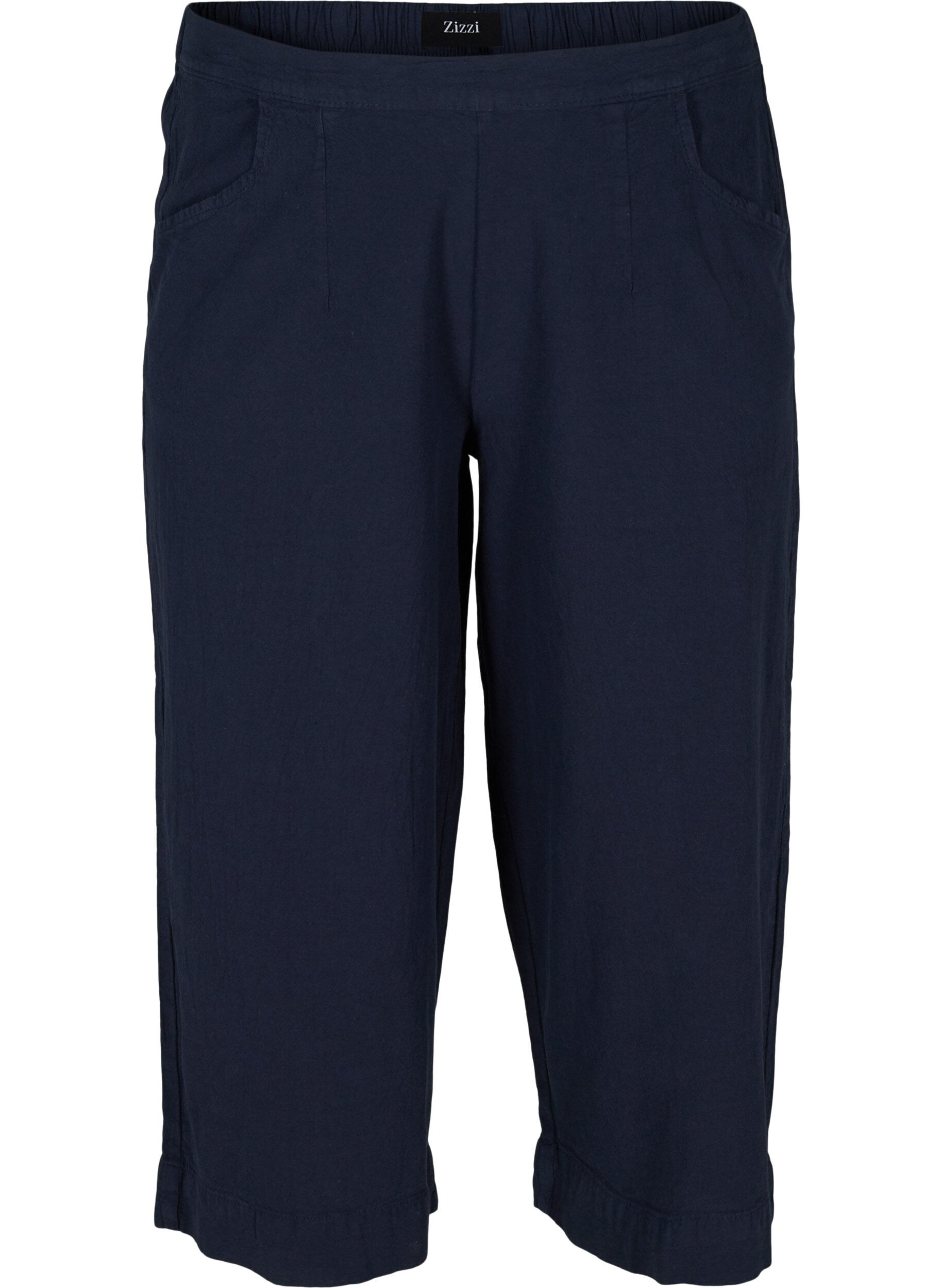 Zizzi Losse culotte broek in katoen, Night Sky, Packshot image number 0