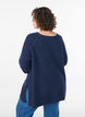 Gebreide trui met diagonale structuur en raglanmouwen, Blauw, Model image number 2