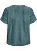 Blouse met korte mouwen en strepentextuur, Groen, Packshot image number 1
