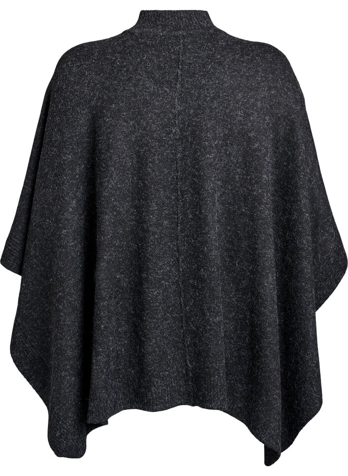 Poncho met geribde details en een ronde hals, Grijs, Packshot image number 1