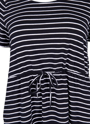 Gestreepte tuniek van katoen met korte mouwen, Black Stripe, Packshot image number 2