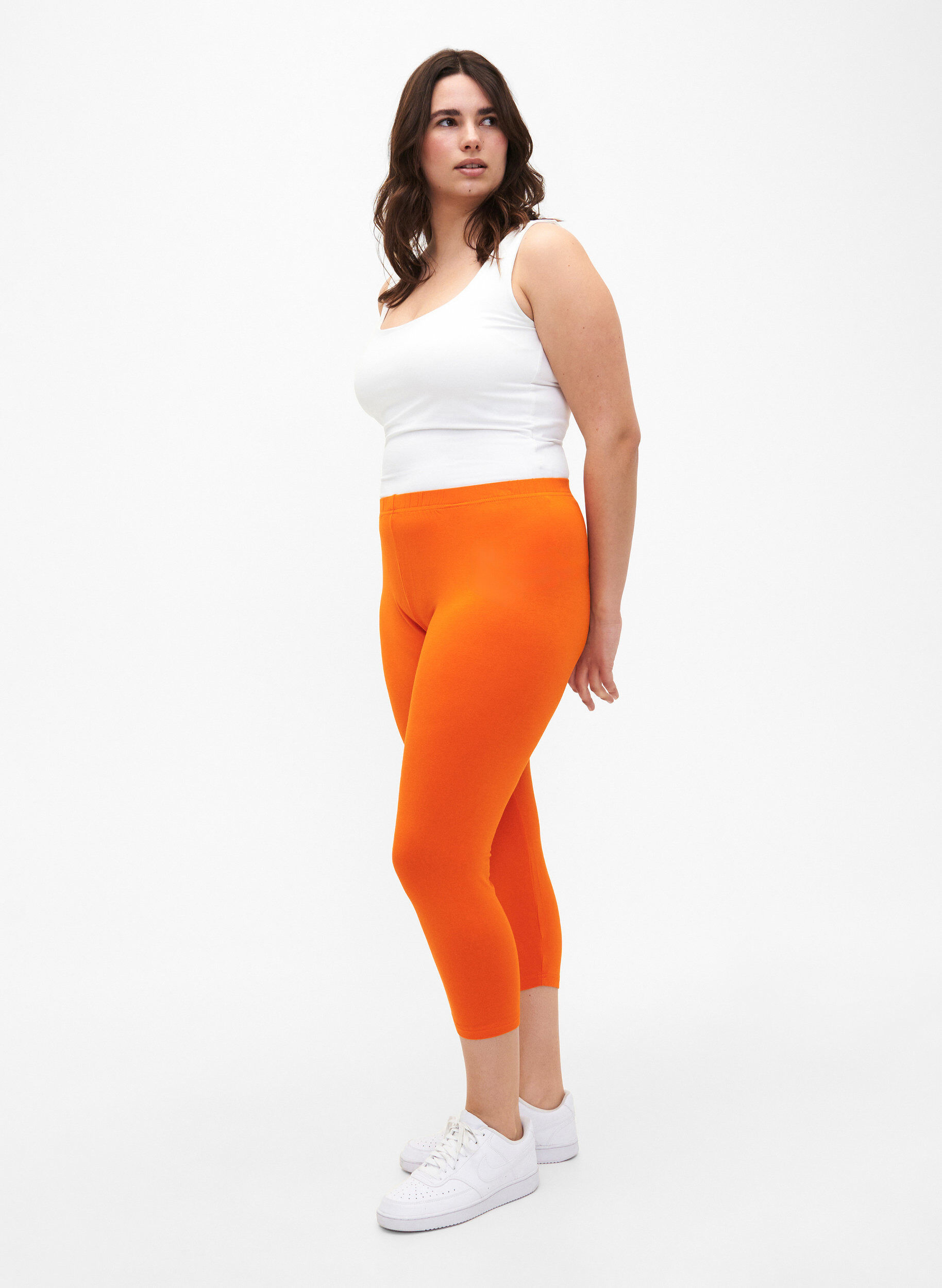 Zizzi Basic 3/4 legging in viscose, Oranje, Model image number 1