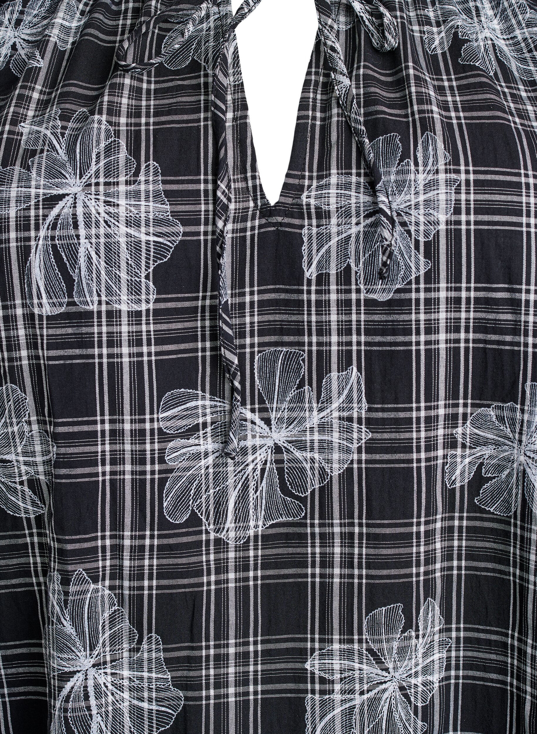 Zizzi Korte jurk met ruitjes en bloemenprint, Zwart, Packshot image number 2