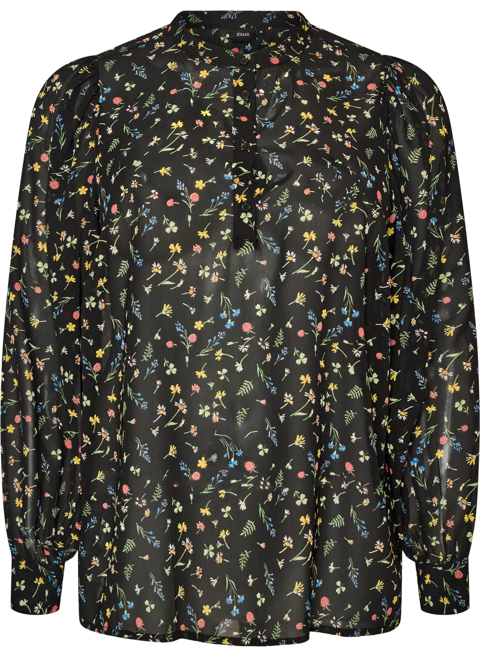 Blouse met all-overprint en korte knoopsluiting