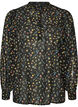 Blouse met all-overprint en korte knoopsluiting, Zwart, Packshot image number 0