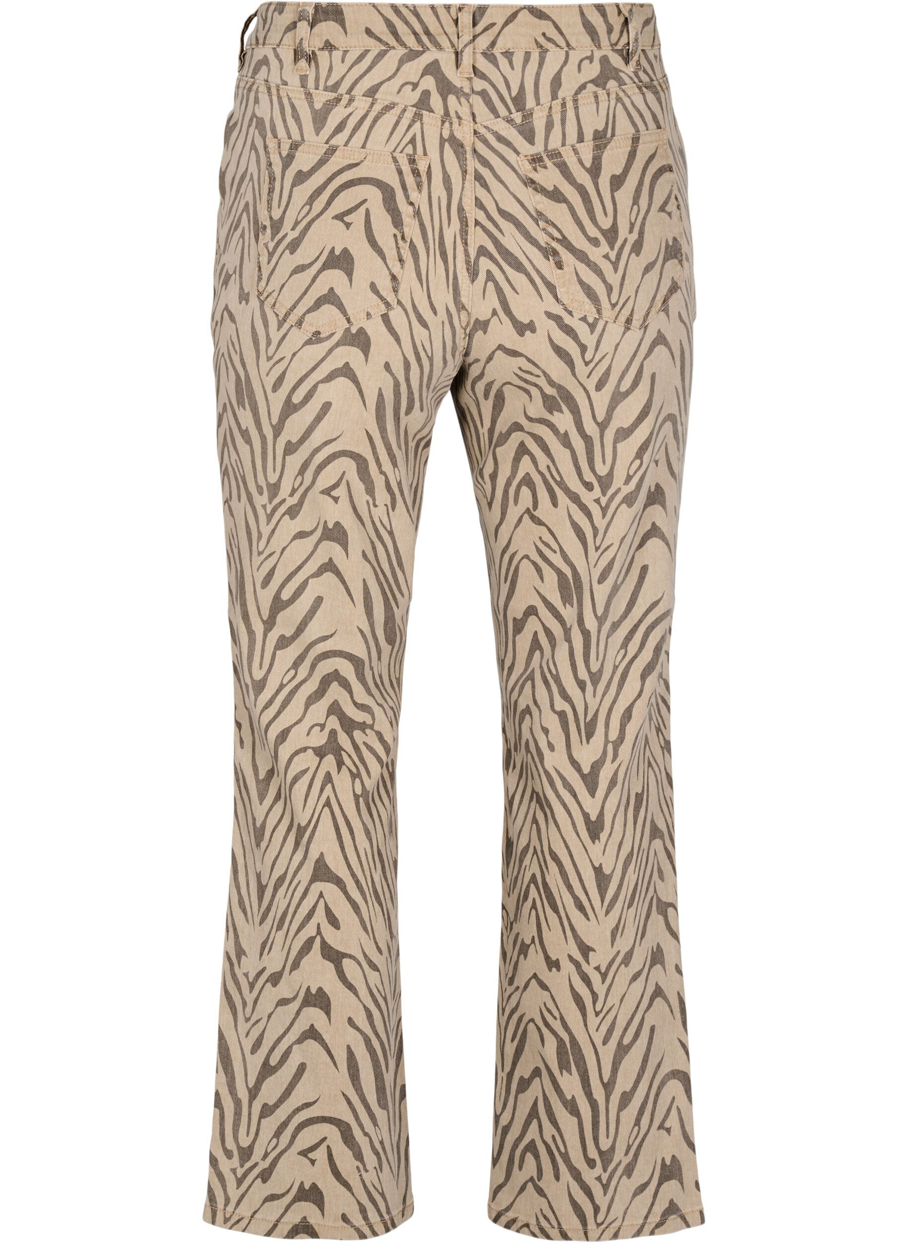 Zizzi Straight-fit jeans met zebraprint, Bruin, Packshot image number 1