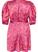 Bloemenjurk met pofmouwen en strikceintuur, Roze, Packshot image number 1