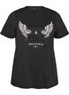 T-shirt van biologisch katoen met print, Zwart, Packshot image number 0